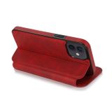 Peňaženkové kožené puzdro na iPhone 12 Mini - Červená