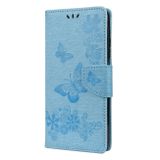 Peňaženkové kožené puzdro Butterflies na Xiaomi Mi 10T 5G / 10T Pro 5G - Modrá