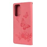 Peňaženkové kožené puzdro Butterflies na Xiaomi Mi 10T 5G / 10T Pro 5G - Ružová