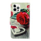 Peňaženkové 3D puzdro na iPhone 12 Pro Max - Red Rose
