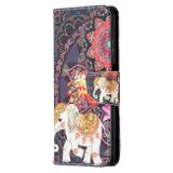 Peňaženkové kožené puzdro DRAWING na Xiaomi Mi 10T Lite 5G - Flowers and Elephant