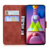 Peňaženkové kožené puzdro na Samsung Galaxy M51 - Hnedá