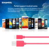 Synchronizačný kábel Haweel micro USB klasický(1m) - rúžová