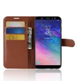 Peňaženkové puzdro Litchi na Samsung Galaxy A6+ - hnedý