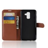 Peňaženkové puzdro Litchi na Samsung Galaxy A6+ - hnedý