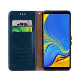 Peňaženkové kožené puzdro OIL WAX na Samsung Galaxy A9 - Modrá