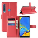 Peňaženkové kožené puzdro na Samsung Galaxy A9 (2018) - Červený