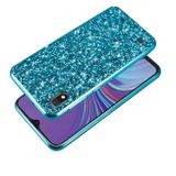 Gumený Glitter kryt na Samsung Galaxy A10 - Modrý