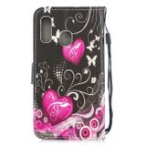 Peňaženkové kožené puzdro na Samsung Galaxy A40 - Pink hearts
