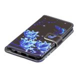 Peňaženkové kožené puzdro na Samsung Galaxy A40 - Blue Butterfly Flower