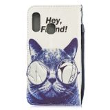 Peňaženkové kožené puzdro na Samsung Galaxy A40 - Cool cat