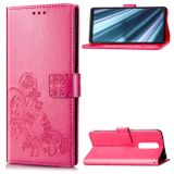 Peňaženkové kožené puzdro FLOWERS na Sony Xperia 1 - Ružovočervená