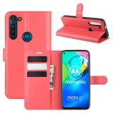 Peňaženkové kožené puzdro LICHTI na Motorola Moto G8 Power - červená