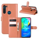 Peňaženkové kožené puzdro LICHTI na Motorola Moto G8 Power - hnedá