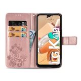 Peňaženkové kožené puzdro na LG K41S - Ružovozlatá