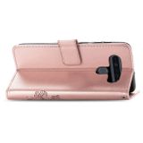Peňaženkové kožené puzdro na LG K51S - Ružovozlatá