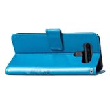 Peňaženkové kožené puzdro na LG K51S - Modrá