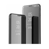 Knižkové puzdro Electroplating Mirror na Samsung Galaxy A21s - Čierny