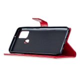 Peňaženkové kožené puzdro na Samsung Galaxy A21s - Červený
