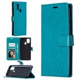 Peňaženkové kožené puzdro na Samsung Galaxy A21s - Modrý