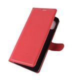 Peňaženkové kožené puzdro LITCHI na Motorola Moto G 5G Plus - Červená