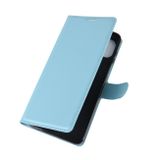 Peňaženkové kožené puzdro LITCHI na Motorola Moto G 5G Plus - Modrá
