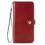 Peňaženkové kožené puzdro na LG K41S - Červená