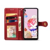 Peňaženkové kožené puzdro na LG K51S - Červená