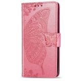 Peňaženkové kožené puzdro na Samsung Galaxy A42 5G - Ružová