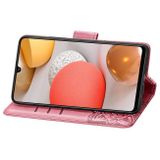 Peňaženkové kožené puzdro na Samsung Galaxy A42 5G - Ružová