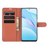 Peňaženkové kožené puzdro LITCHI na Xiaomi Mi 10T Lite 5G - Hnedá
