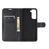 Peňaženkové kožené puzdro LITCHI na Samsung Galaxy S21 5G - Čierna