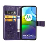 Peňaženkové kožené puzdro na Motorola Moto G9 Power - Fialová