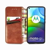Peňaženkové kožené puzdro na Motorola Moto G9 Power - Hnedá
