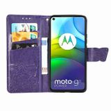 Peňaženkové kožené puzdro na Motorola Moto G9 Power - Tmavofialová
