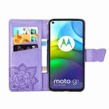 Peňaženkové kožené puzdro na Motorola Moto G9 Power - Bledofialová