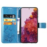 Peňaženkové kožené BUCKLE puzdro na Samsung Galaxy S21 Ultra 5G - Modrá