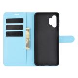 Peňaženkové kožené puzdro LITCHI na Samsung Galaxy A32 5G - Modrá