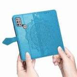 Peňaženkové kožené puzdro Mandala Flower na Moto G10/G20/G30 - Modrá
