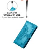 Peňaženkové kožené puzdro MANDALA na Huawei P50 Pro – Modrá