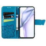 Peňaženkové kožené puzdro BUTTERFLY na Huawei P50 Pro – Modrá