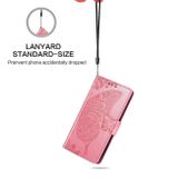 Peňaženkové kožené puzdro BUTTERFLY na Huawei P50 - Ružová