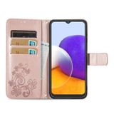 Peňaženkové kožené puzdro FOUR-LEAF na Samsung Galaxy A22 4G - Zlatoružová