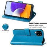 Peňaženkové kožené puzdro FOUR-LEAF na Samsung Galaxy A22 4G - Modrá
