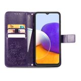 Peňaženkové kožené puzdro FOUR-LEAF na Samsung Galaxy A22 4G - Fialová