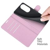 Peňaženkové kožené púzdro LITCHI MAGNETIC na Huawei P50 Pro – Ružová
