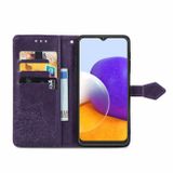 Peňaženkové kožené puzdro MANDALA na Samsung Galaxy A22 4G - Fialová