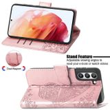 Peňaženkové kožené puzdro BUTTERFLY na Samsung Galaxy S21 FE - Ružovozlatá