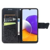 Peňaženkové kožené puzdro BUTTERFLY na Samsung Galaxy A22 4G - Čierna