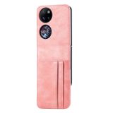 Peňaženkové kožené puzdro na Huawei P50 Pocket - Ružová